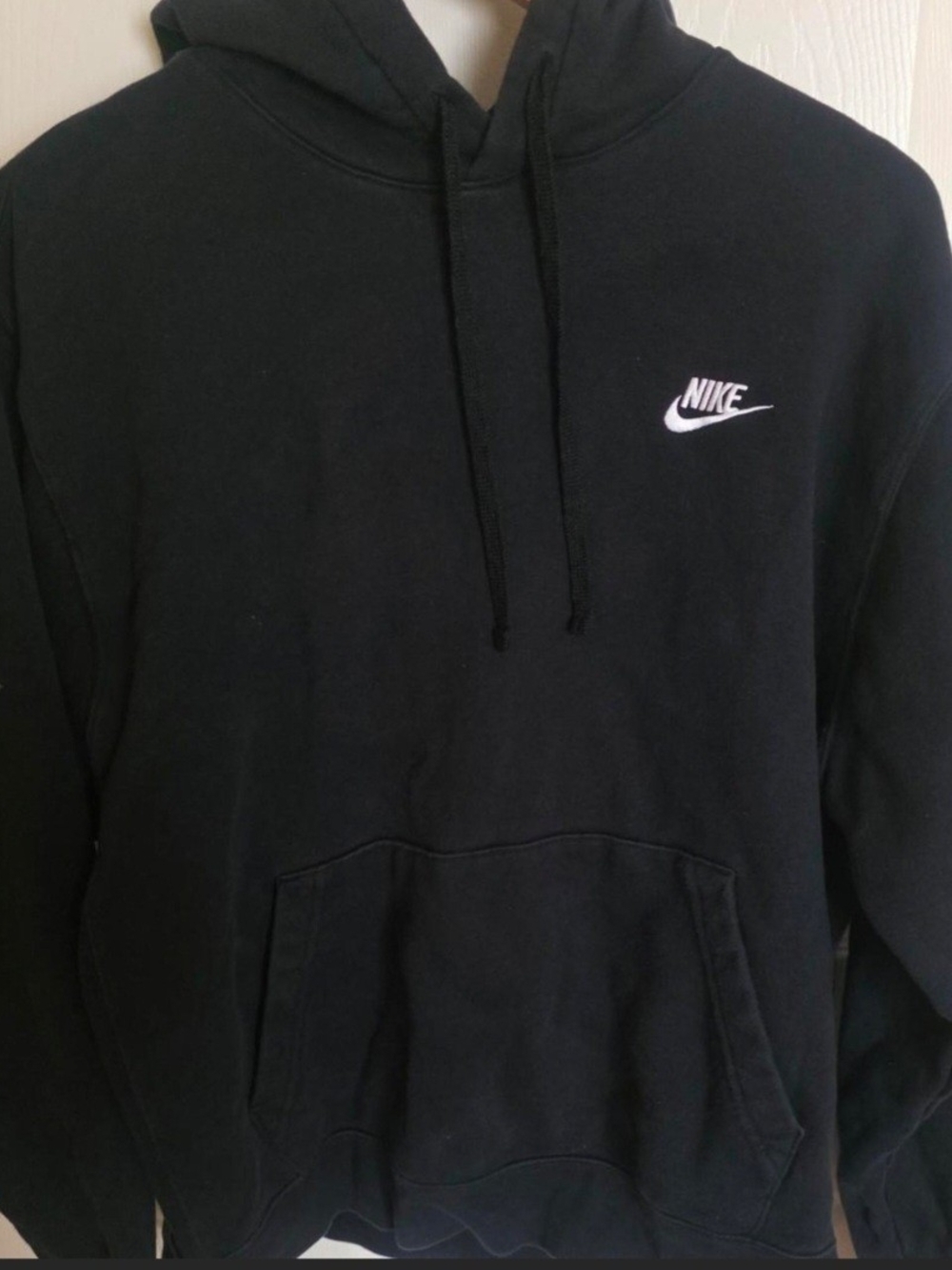 Nike Black Hoodie with White Swoosh Chest Logo